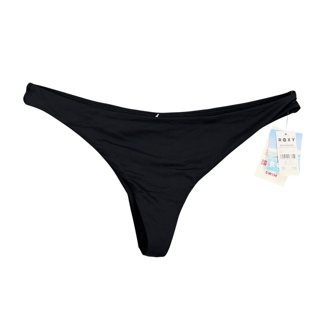 Roxy Beach Classics Tanga Bikini Bottom XL Black Cheeky NWT Minimalist